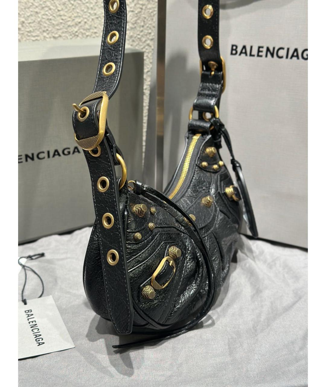 BALENCIAGA Черная кожаная сумка через плечо, фото 3