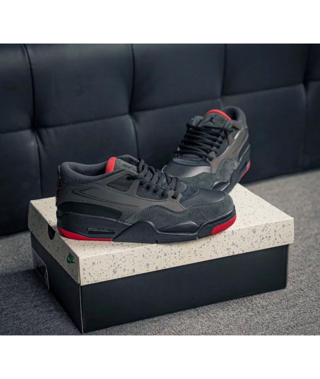 JORDAN Черные кожаные низкие кроссовки / кеды, фото 7