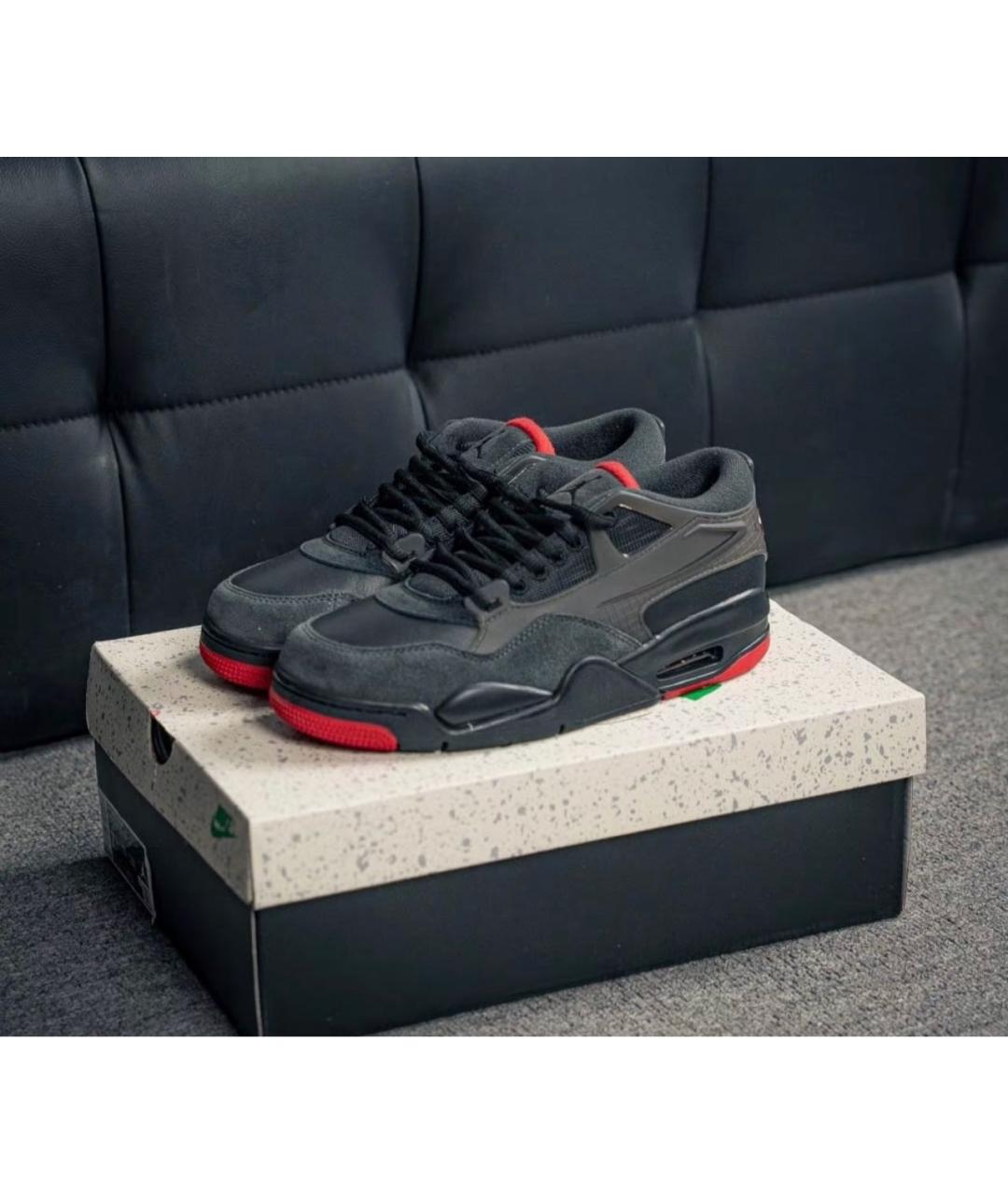 JORDAN Черные кожаные низкие кроссовки / кеды, фото 6