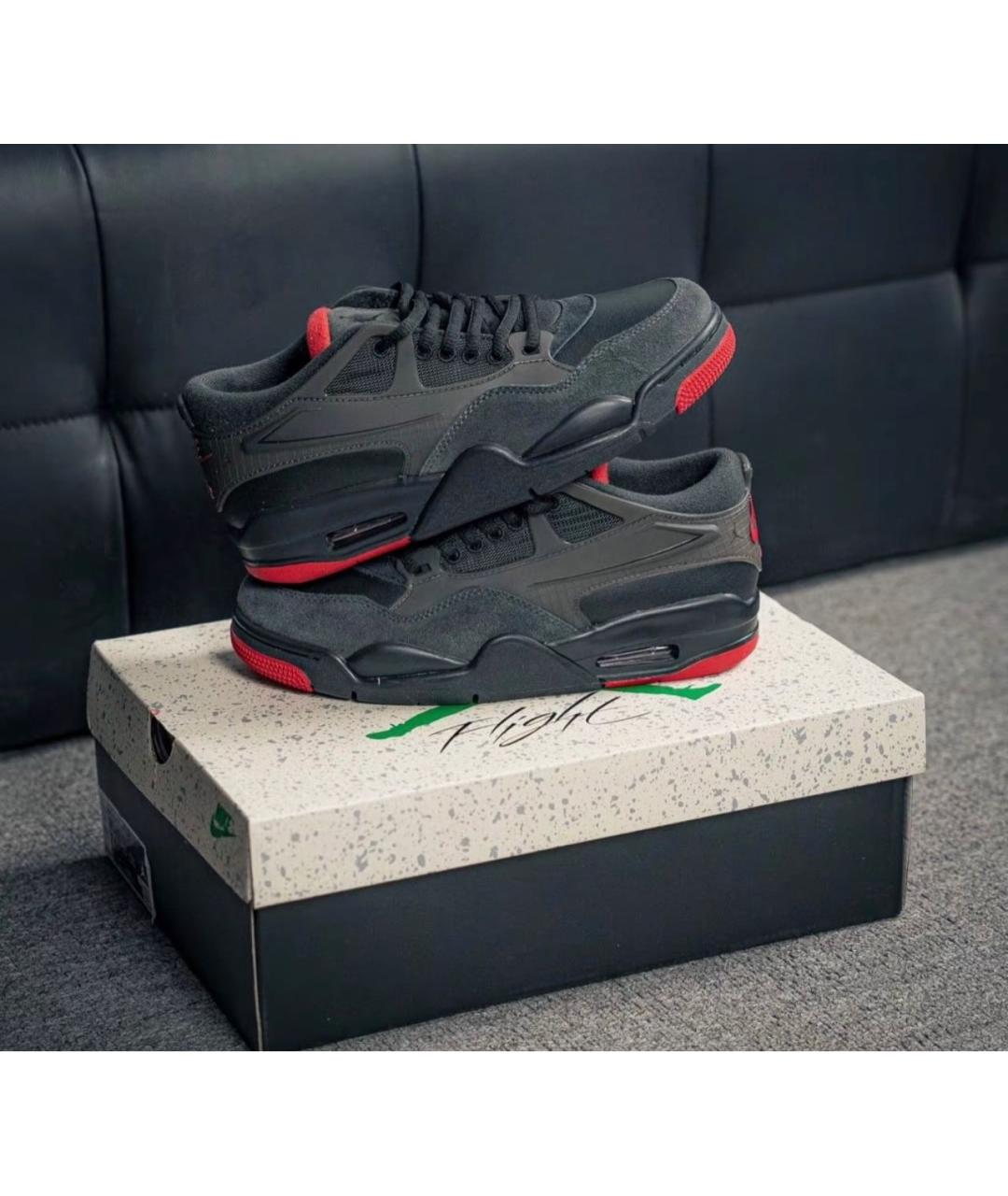 JORDAN Черные кожаные низкие кроссовки / кеды, фото 8