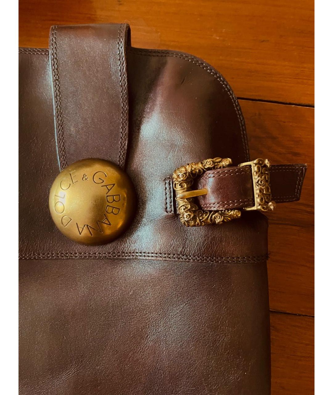 DOLCE&GABBANA Коричневые кожаные сапоги, фото 4