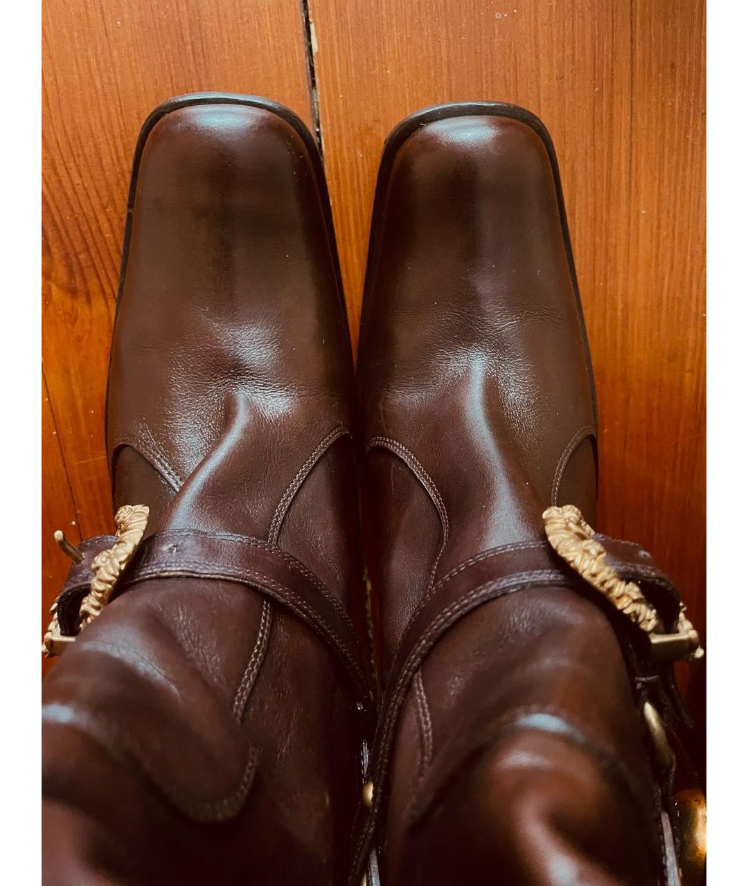 DOLCE&GABBANA Коричневые кожаные сапоги, фото 2