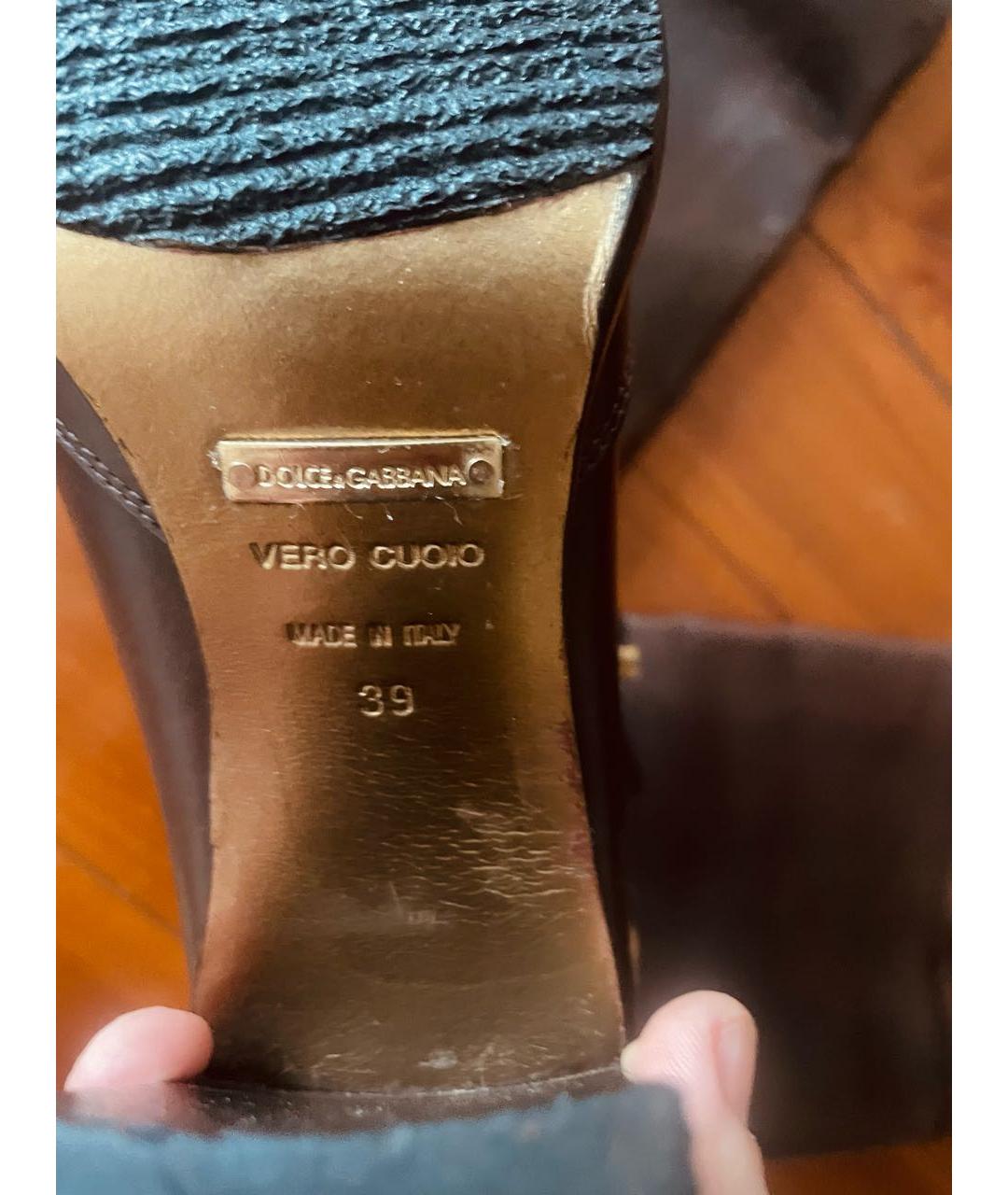 DOLCE&GABBANA Коричневые кожаные сапоги, фото 5