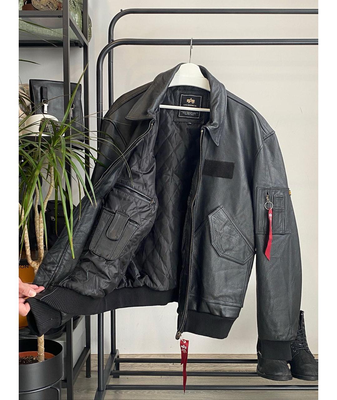 ALPHA INDUSTRIES Черная кожаная куртка, фото 4