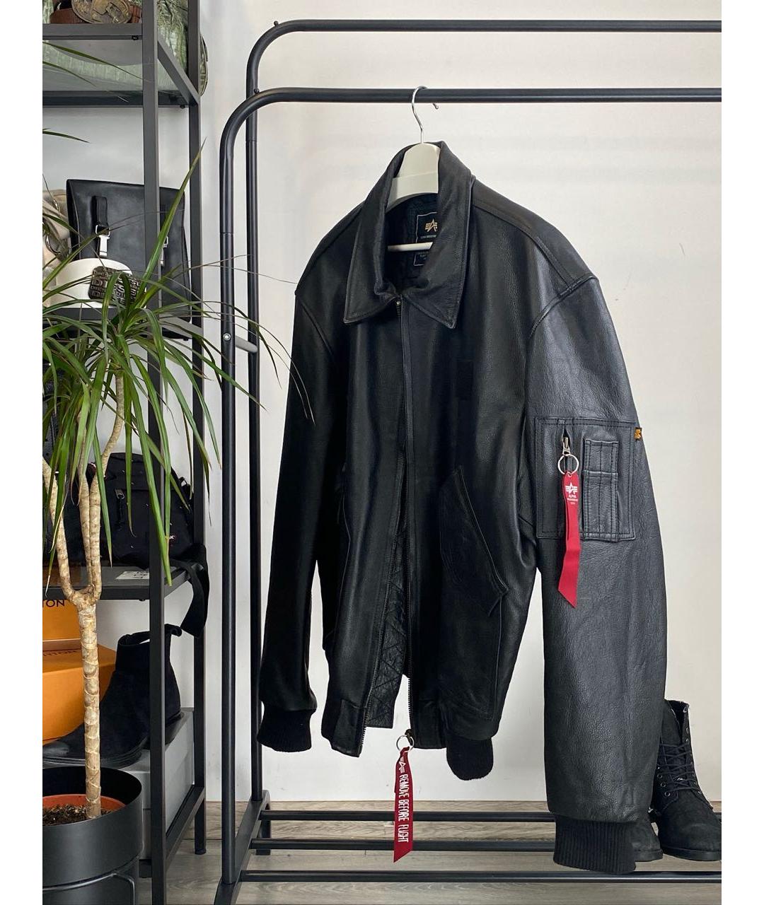 ALPHA INDUSTRIES Черная кожаная куртка, фото 3