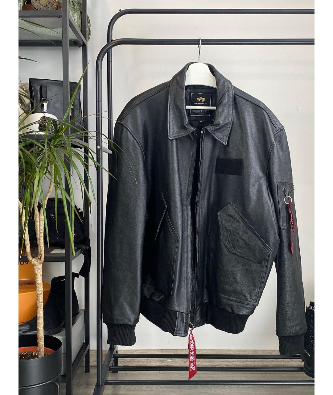 ALPHA INDUSTRIES Черная кожаная куртка, фото 2