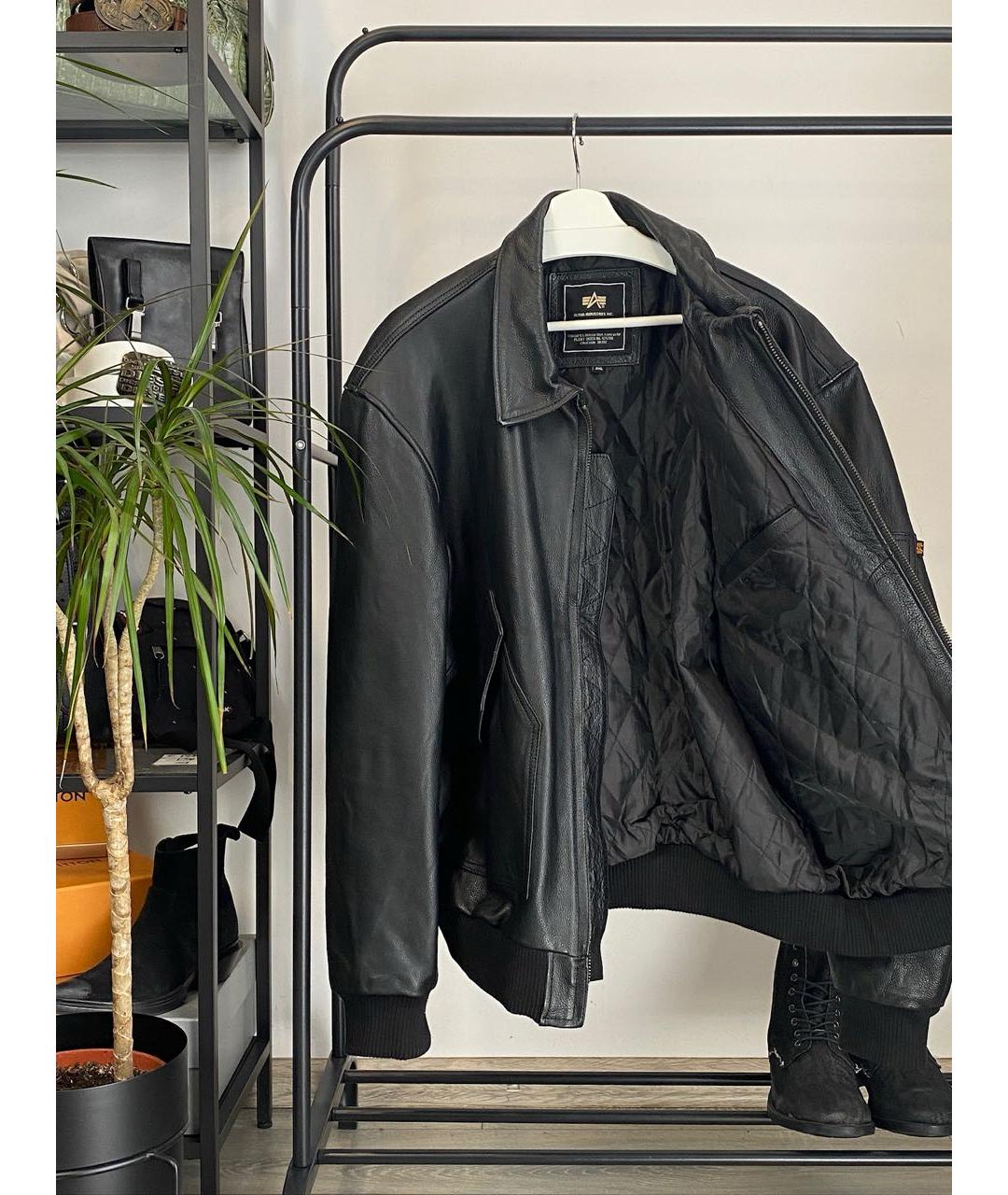 ALPHA INDUSTRIES Черная кожаная куртка, фото 8