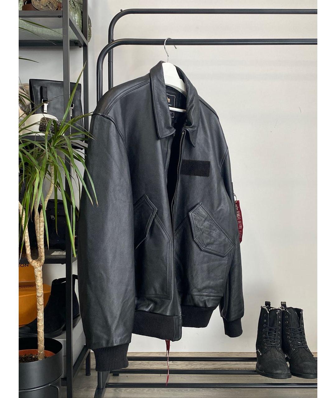 ALPHA INDUSTRIES Черная кожаная куртка, фото 6