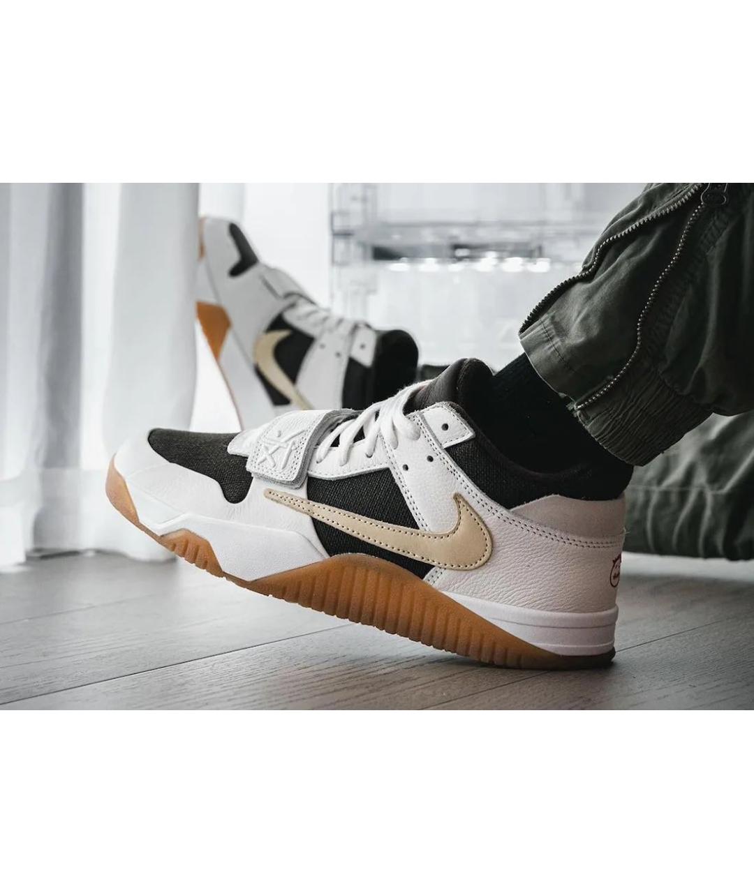 JORDAN Бежевые кожаные высокие кроссовки / кеды, фото 5