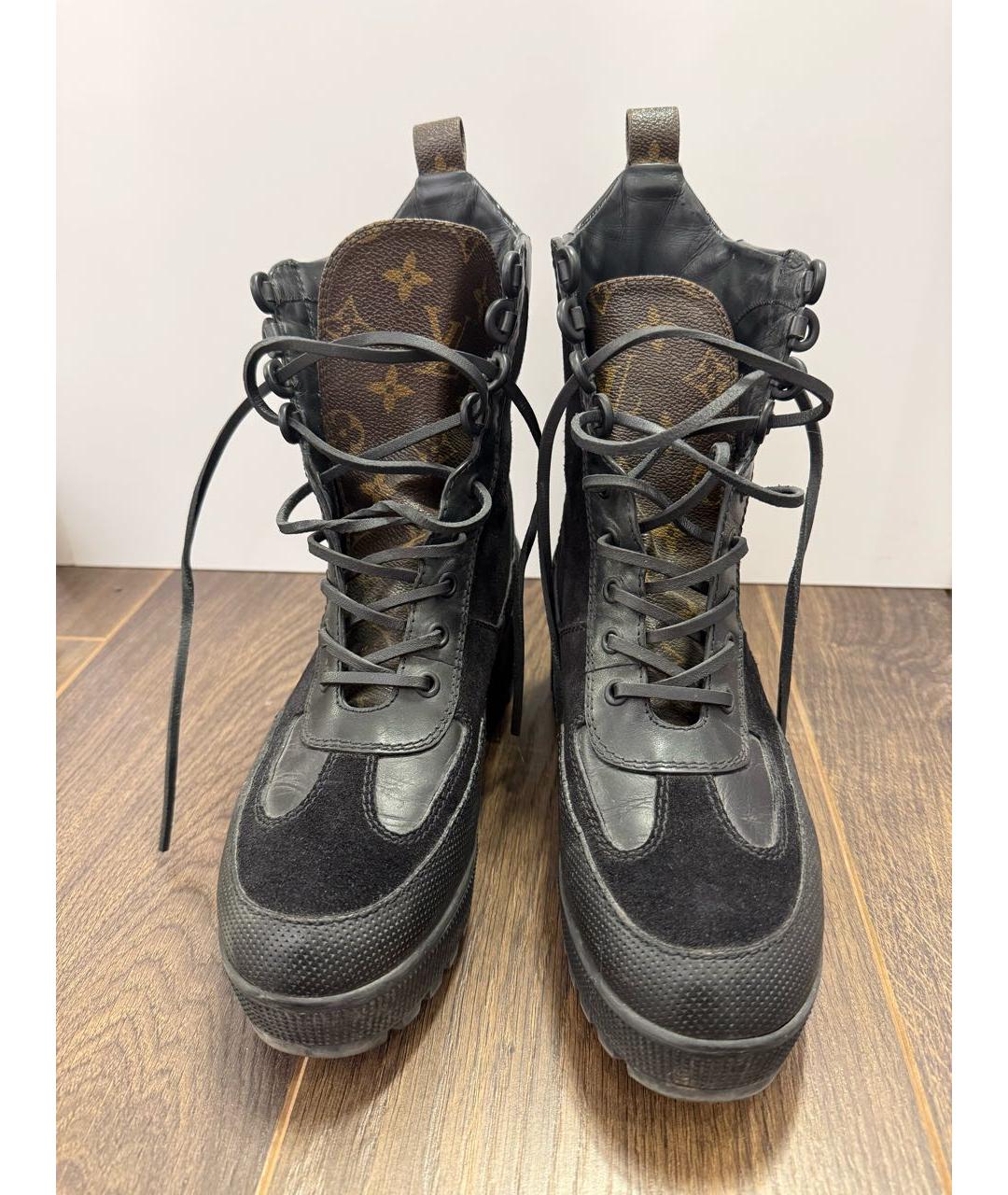 LOUIS VUITTON Черные кожаные ботинки, фото 3