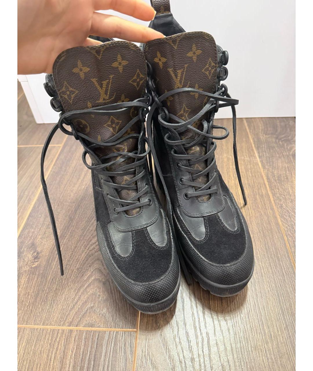 LOUIS VUITTON Черные кожаные ботинки, фото 5