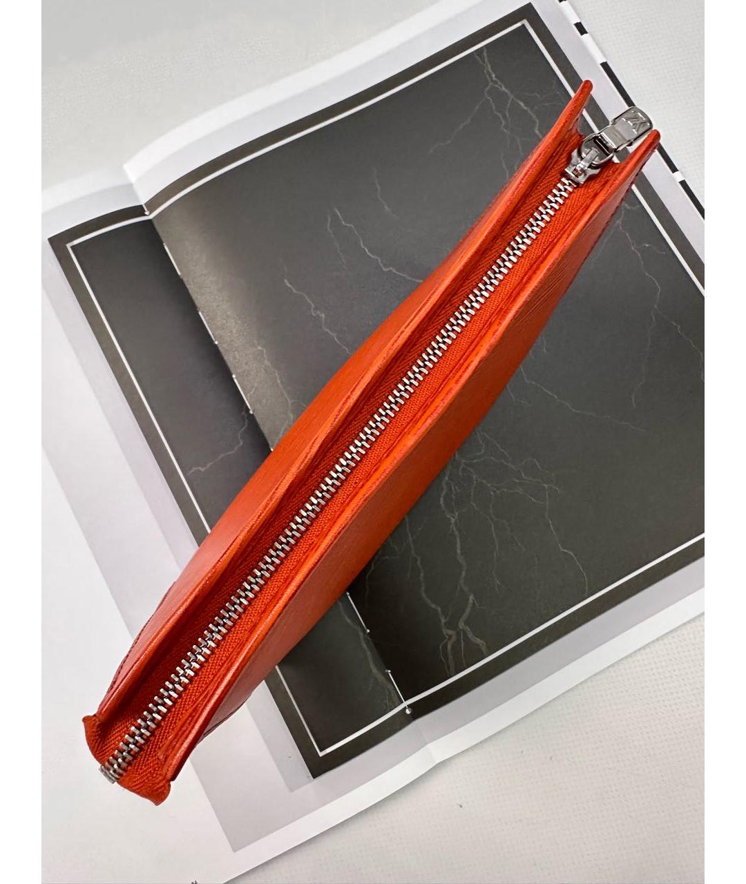 LOUIS VUITTON Оранжевая кожаная косметичка, фото 3