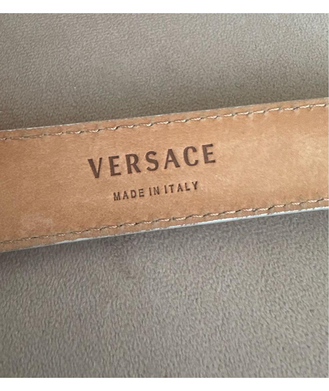 VERSACE Серебрянный кожаный ремень, фото 3
