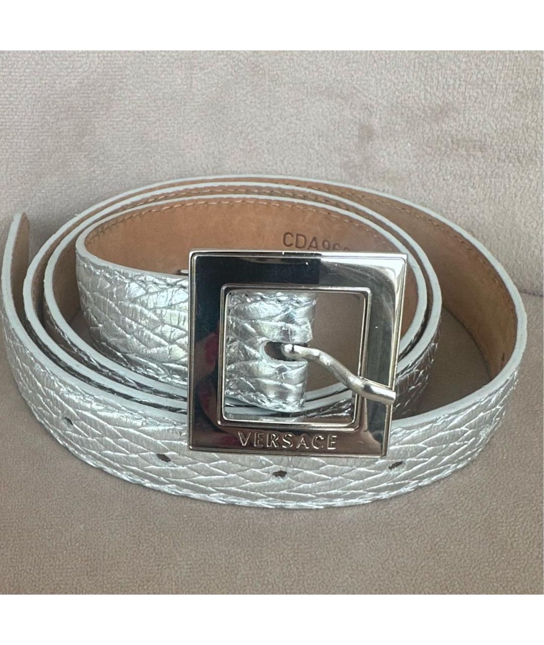 VERSACE Серебрянный кожаный ремень, фото 5