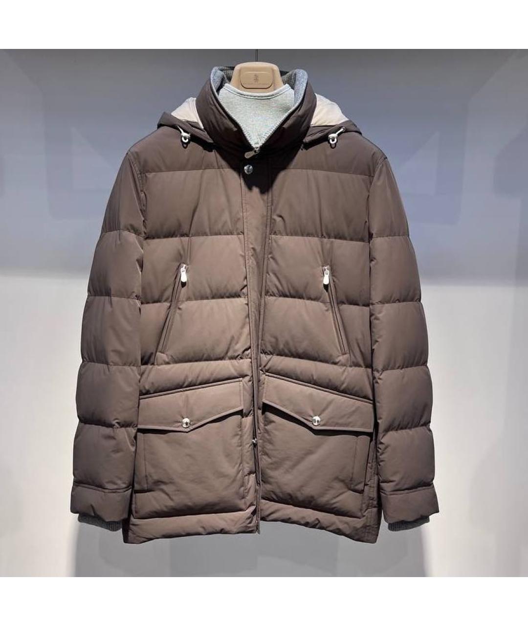 BRUNELLO CUCINELLI Коричневая полиамидовая куртка, фото 4