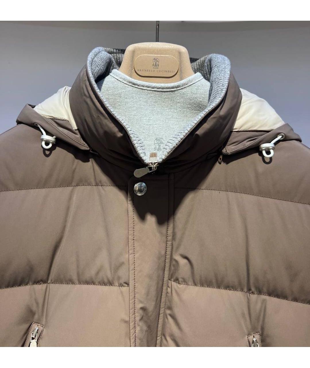 BRUNELLO CUCINELLI Коричневая полиамидовая куртка, фото 3