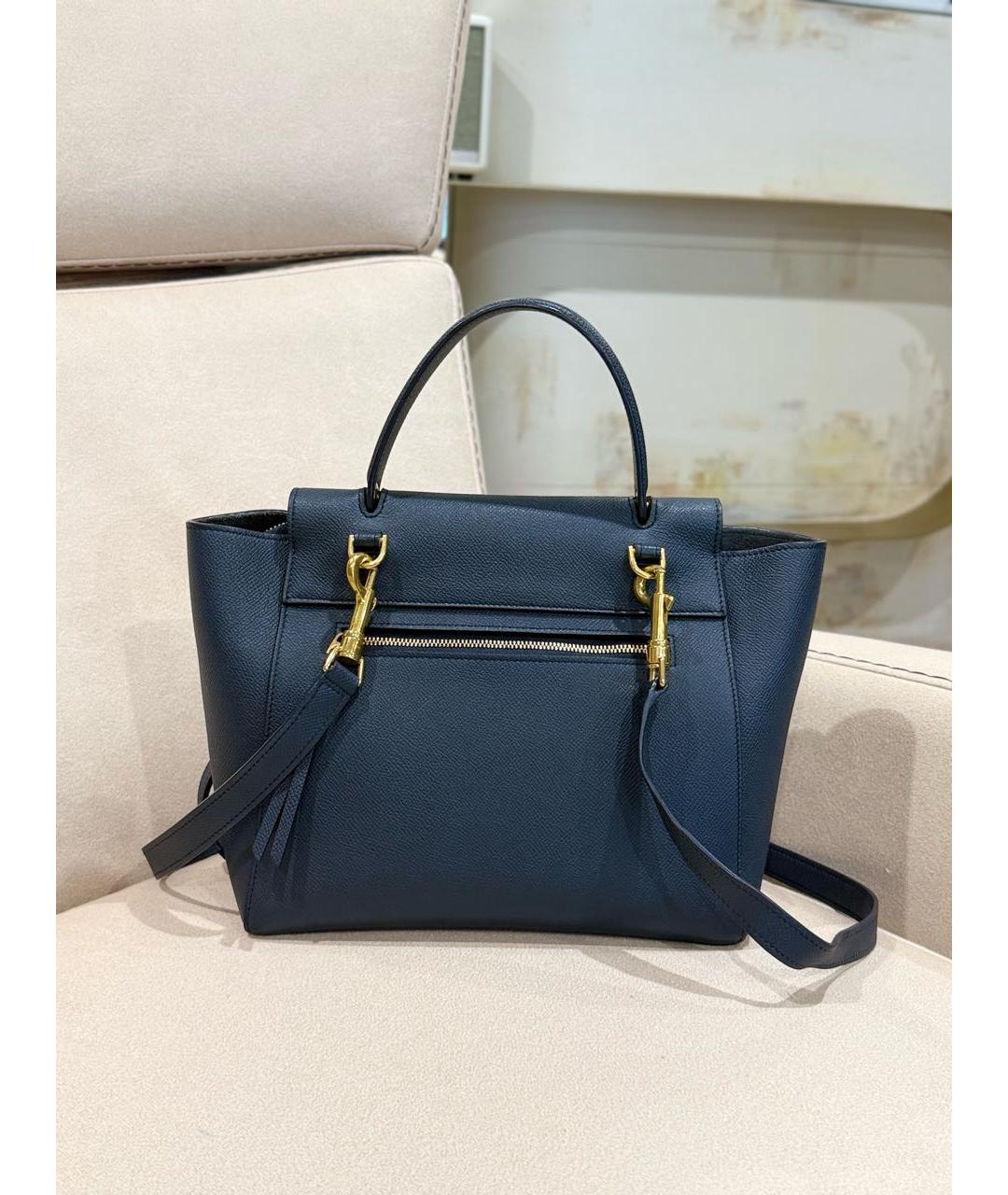 CELINE Темно-синяя кожаная сумка через плечо, фото 4