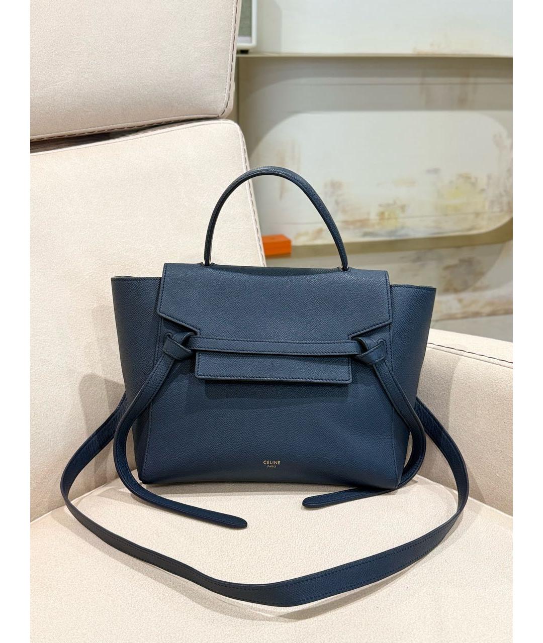 CELINE Темно-синяя кожаная сумка через плечо, фото 2