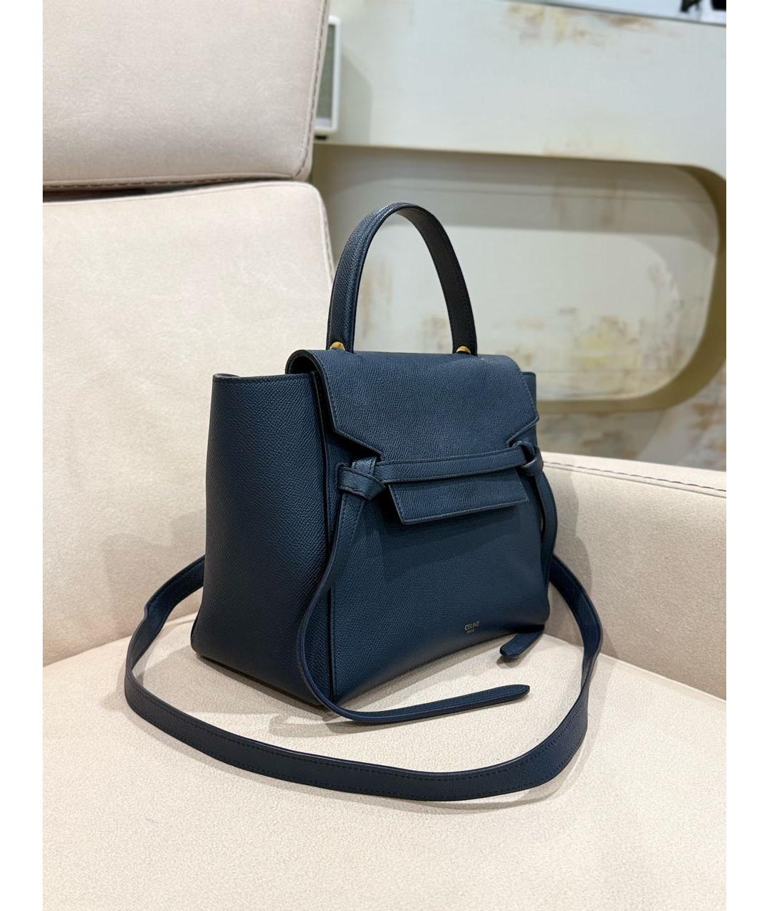 CELINE Темно-синяя кожаная сумка через плечо, фото 3