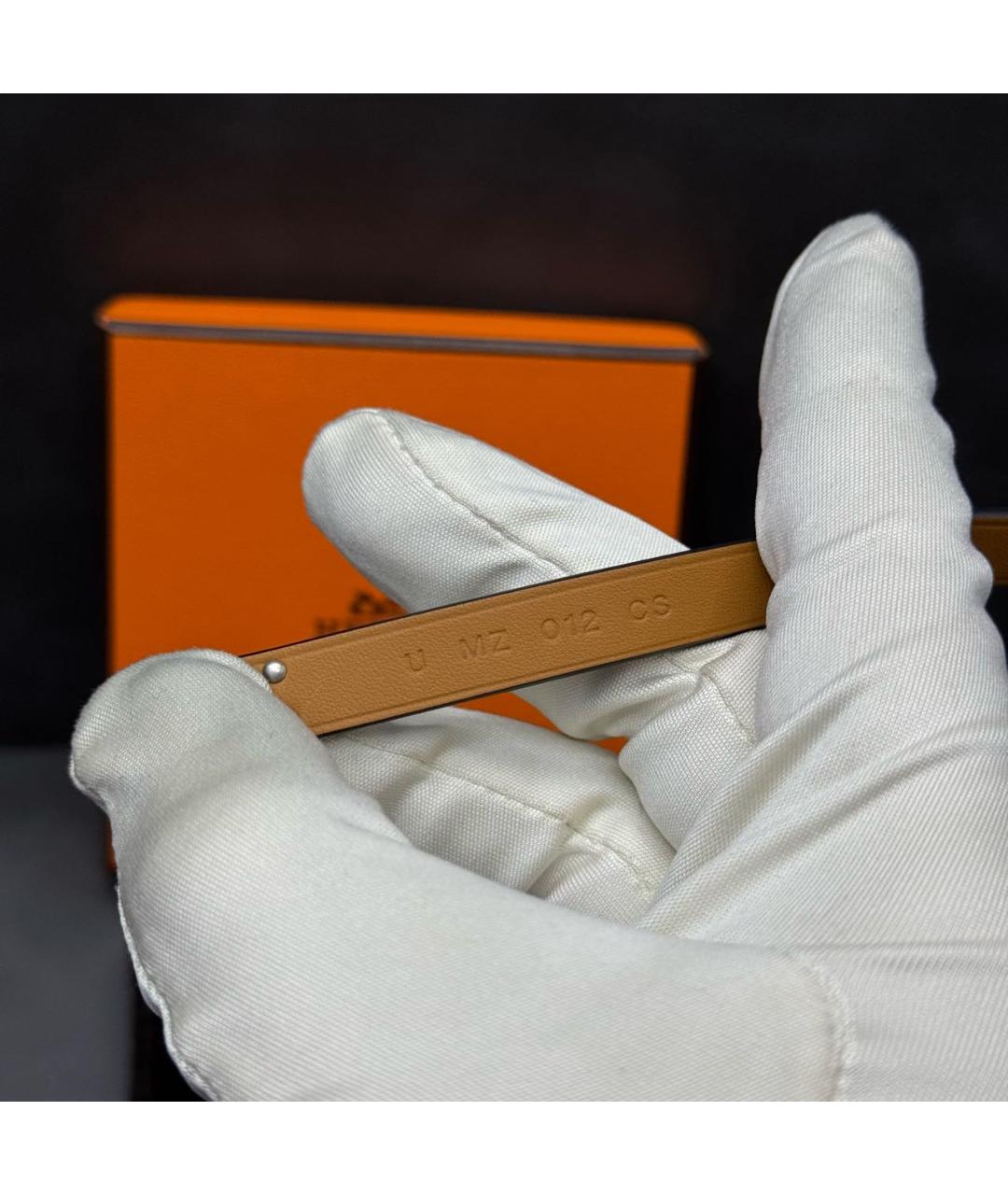 HERMES Черный кожаный браслет, фото 6