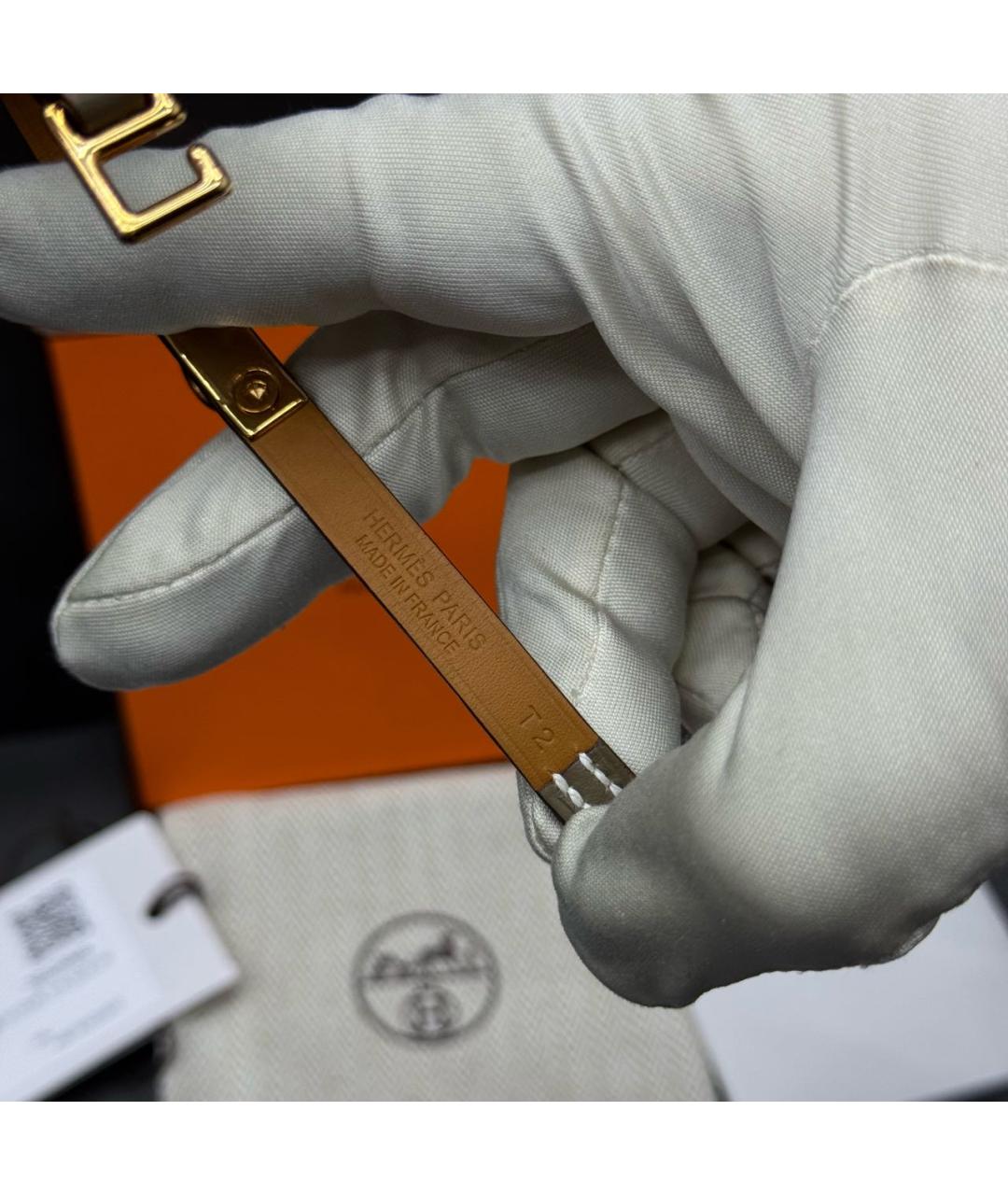 HERMES Серый кожаный браслет, фото 3