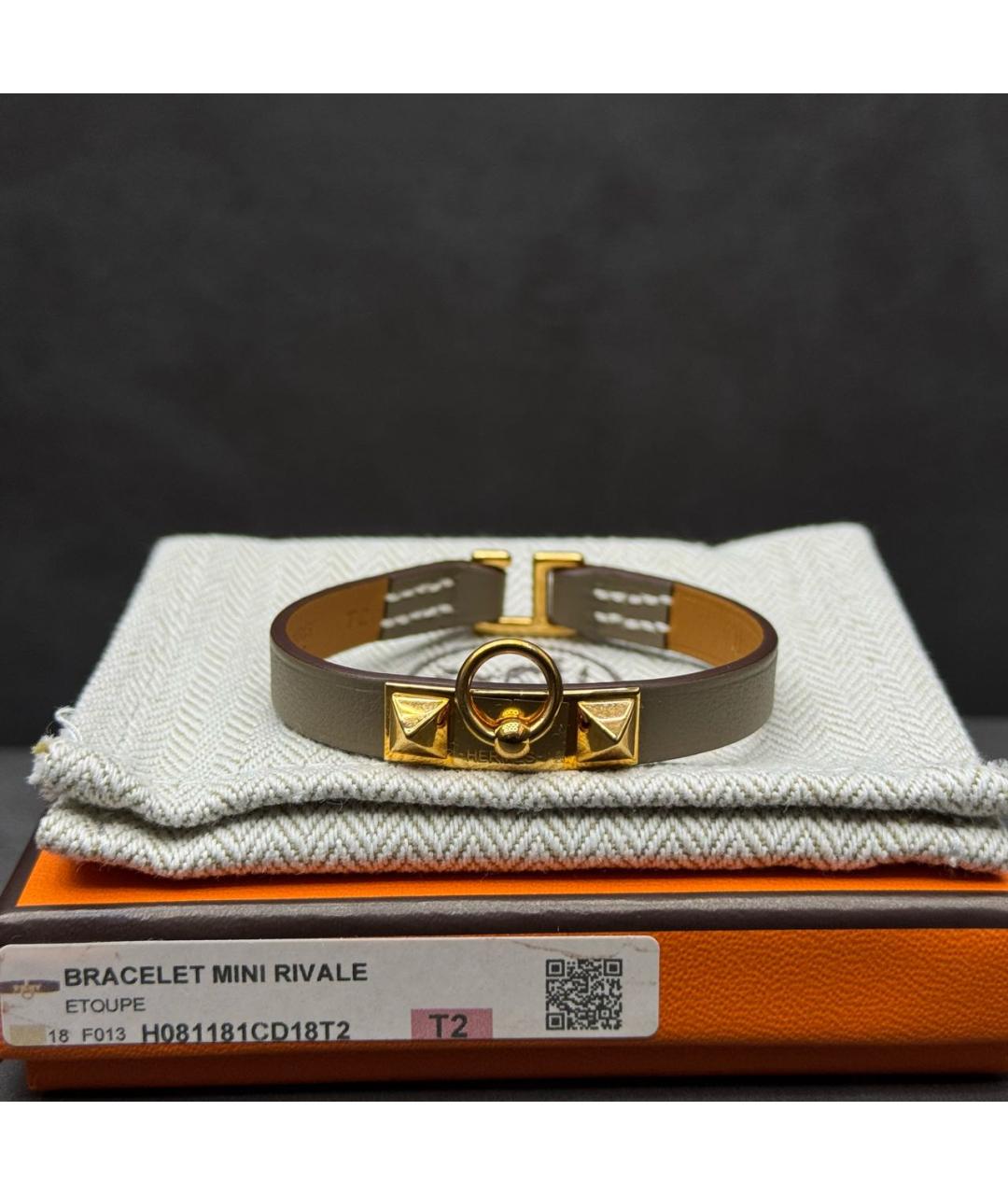 HERMES Серый кожаный браслет, фото 6