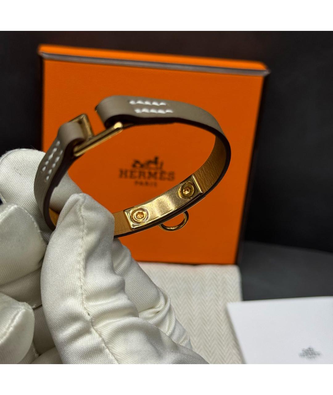 HERMES Серый кожаный браслет, фото 2