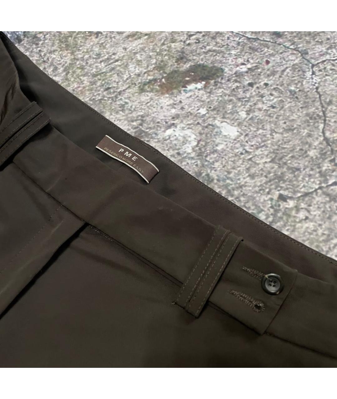 PESERICO Коричневые полиэстеровые прямые брюки, фото 3