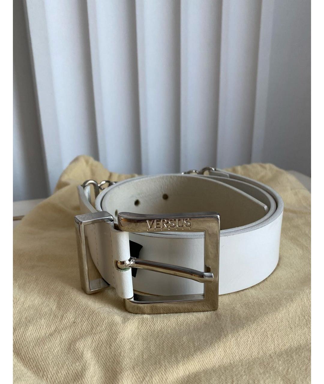 VERSUS VERSACE Белый кожаный ремень, фото 8
