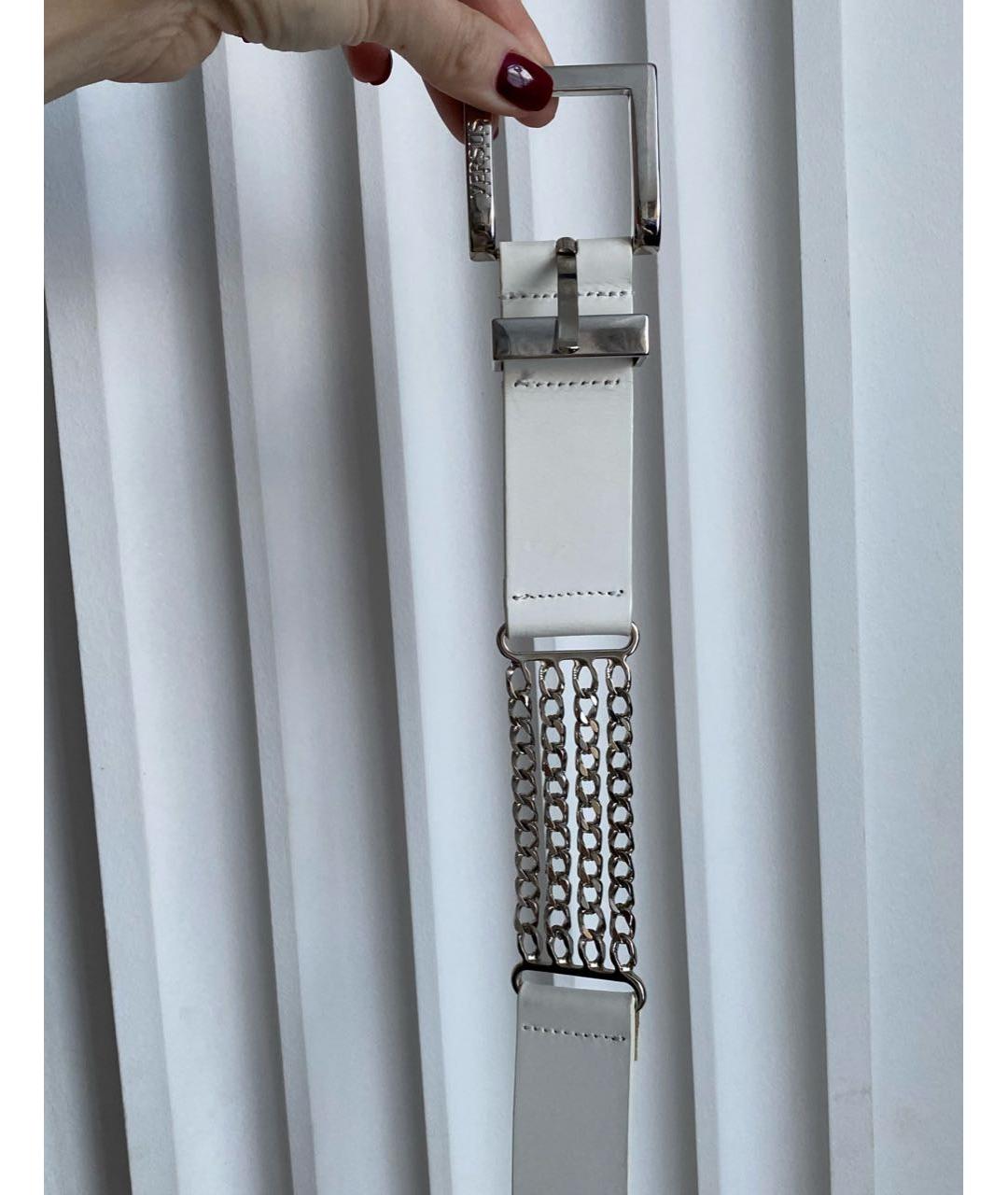 VERSUS VERSACE Белый кожаный ремень, фото 6