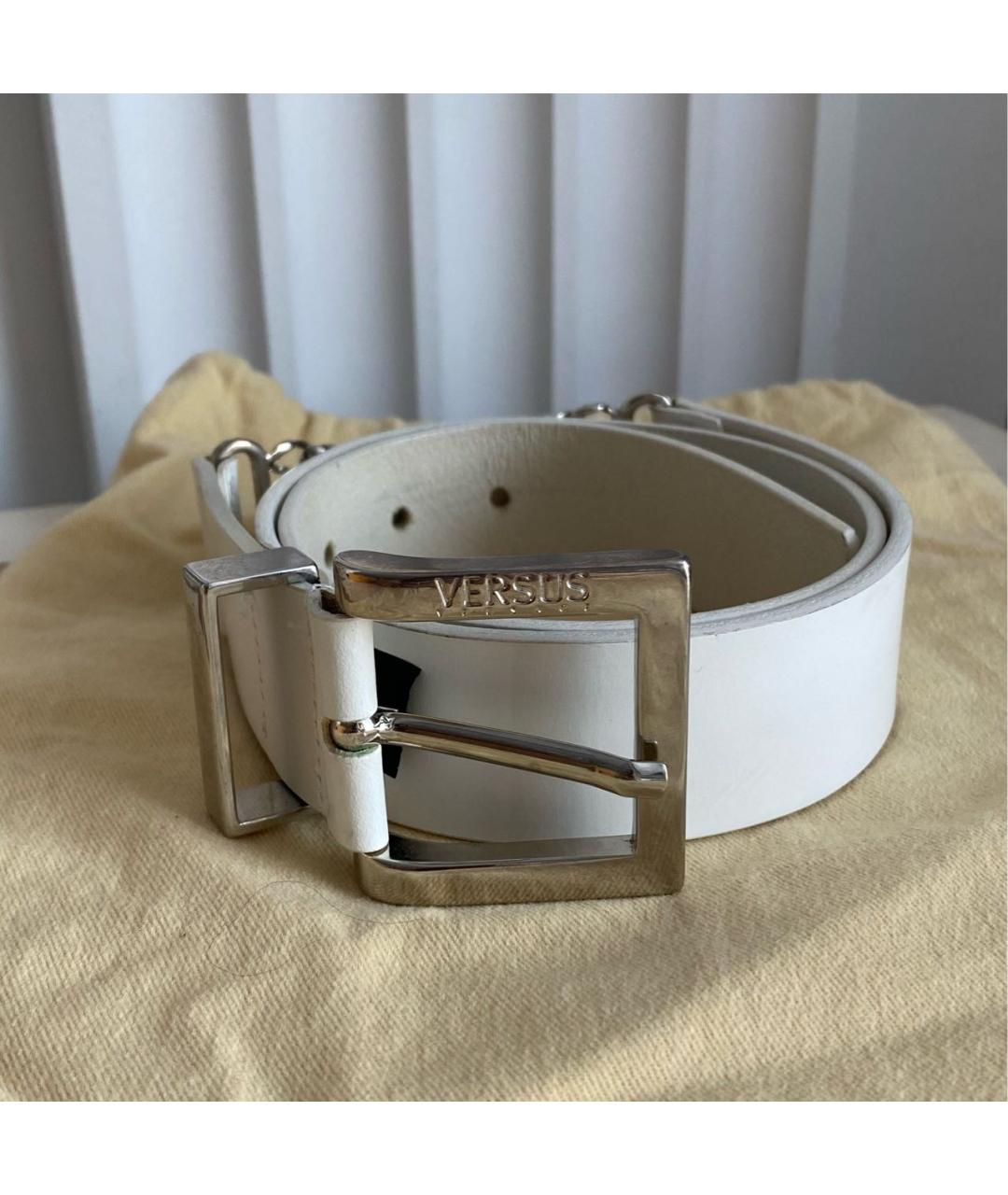 VERSUS VERSACE Белый кожаный ремень, фото 9