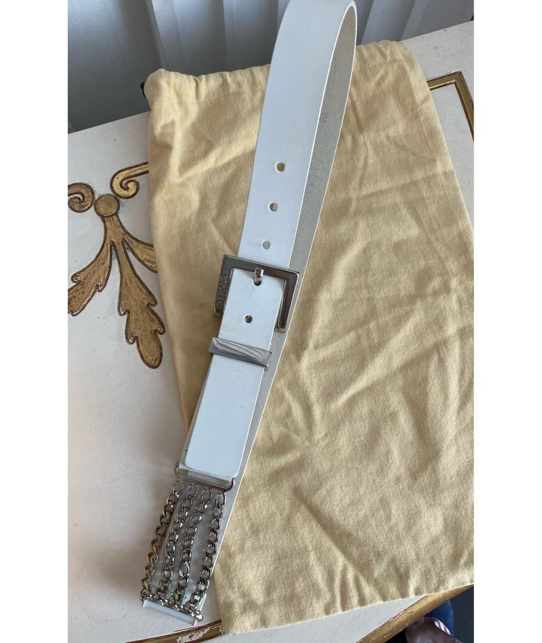 VERSUS VERSACE Белый кожаный ремень, фото 7