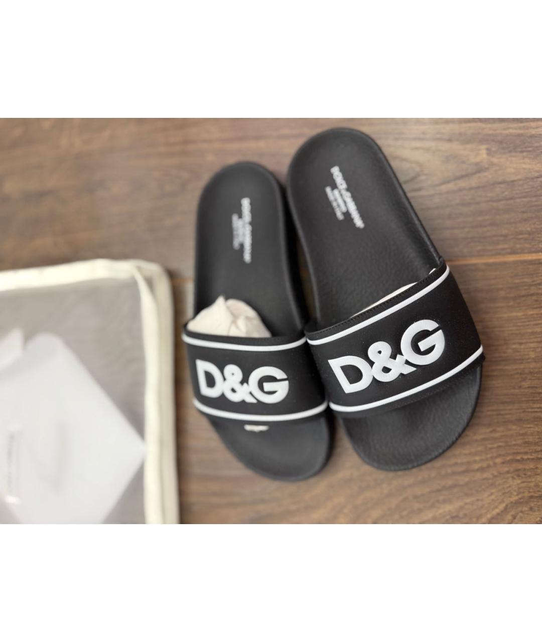 DOLCE & GABBANA KIDS Черные сандалии и шлепанцы, фото 2