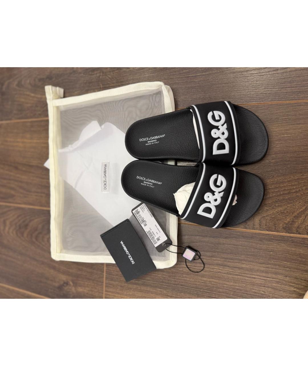 DOLCE & GABBANA KIDS Черные сандалии и шлепанцы, фото 3