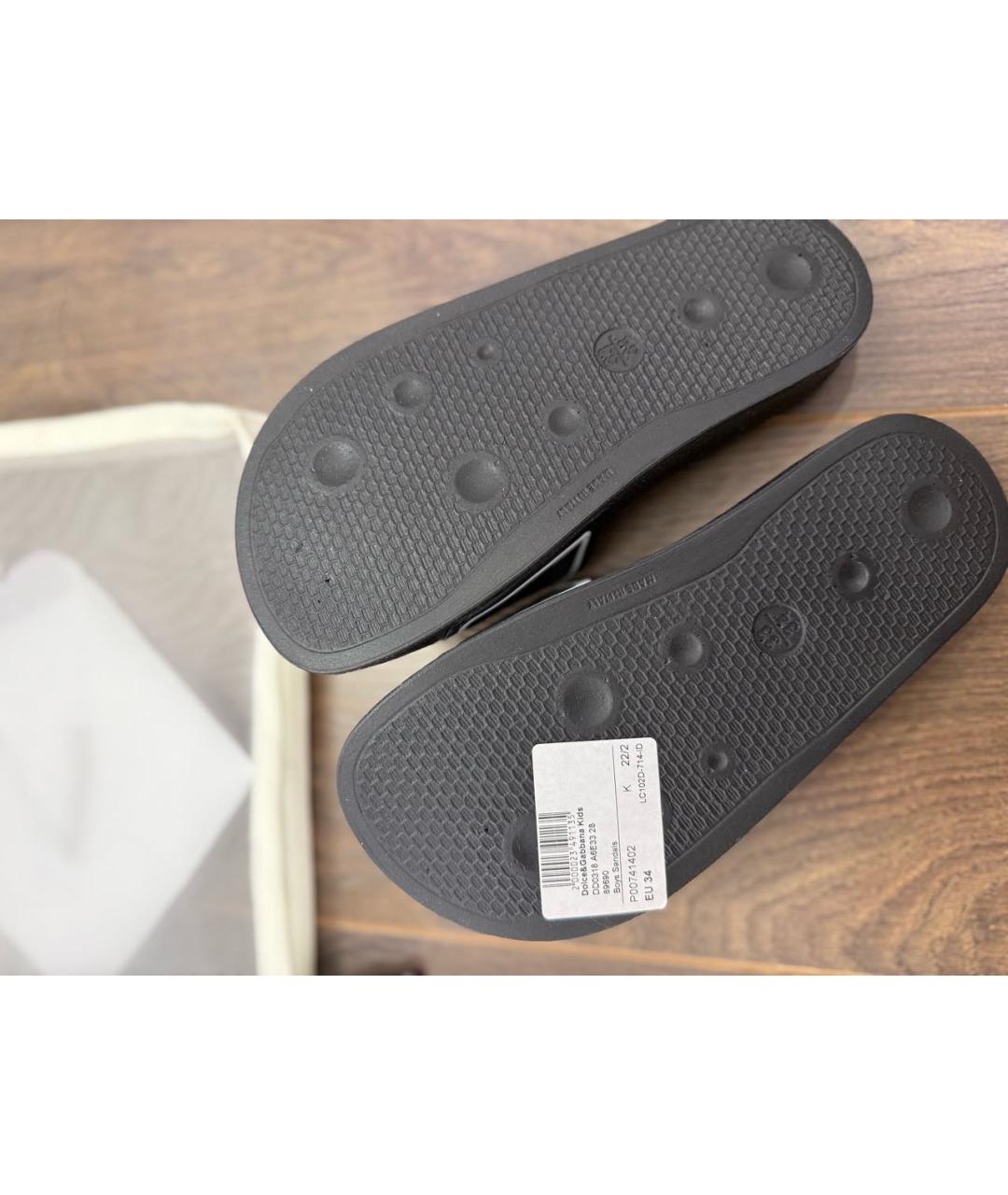 DOLCE & GABBANA KIDS Черные сандалии и шлепанцы, фото 4