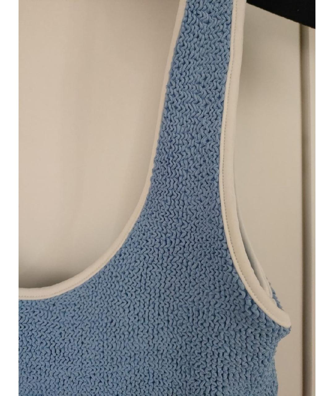 HUNZA G Голубой полиамидовый купальник, фото 4