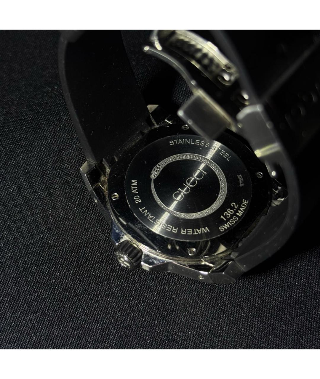 GUCCI Антрацитовые стальные часы, фото 2