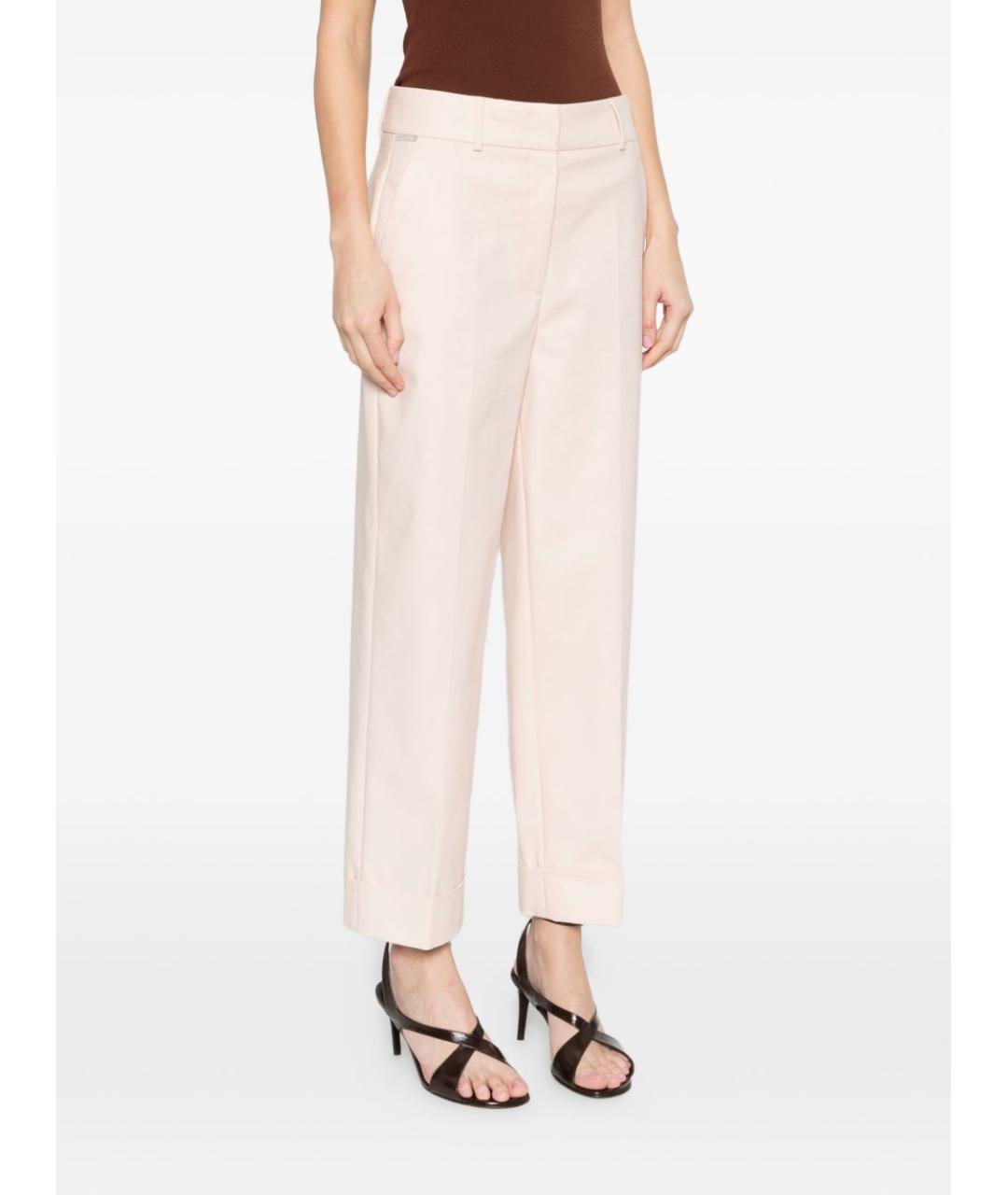 PESERICO Розовые хлопковые прямые брюки, фото 3