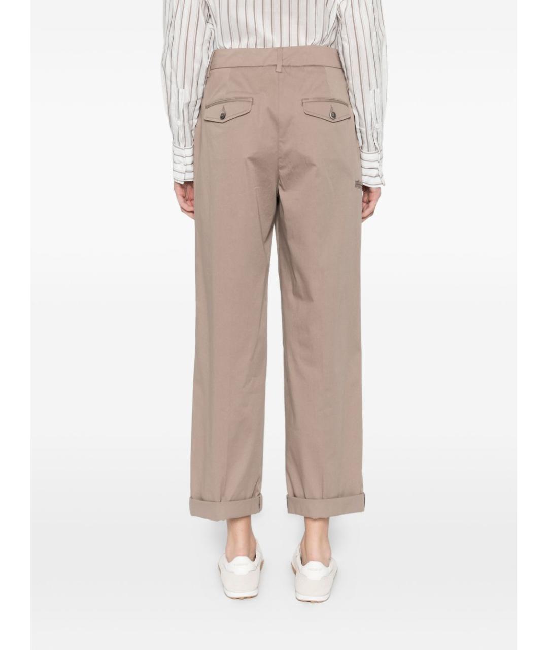 PESERICO Коричневые хлопковые прямые брюки, фото 2