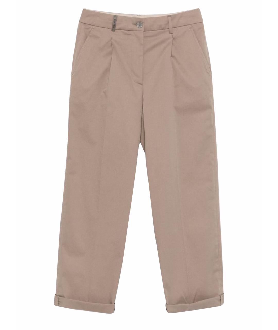 PESERICO Коричневые хлопковые прямые брюки, фото 1