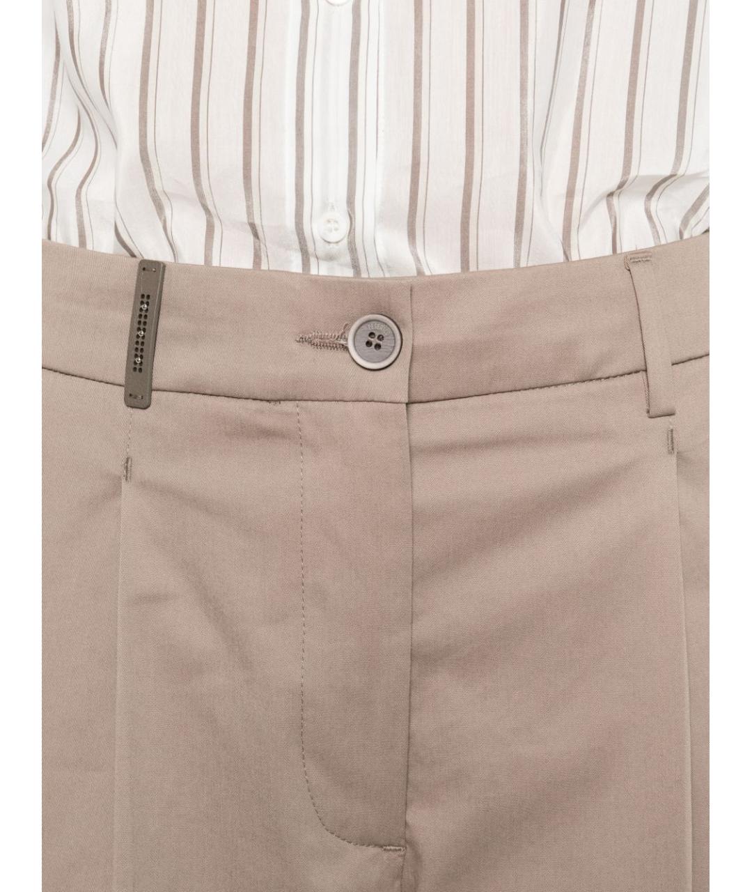 PESERICO Коричневые хлопковые прямые брюки, фото 3