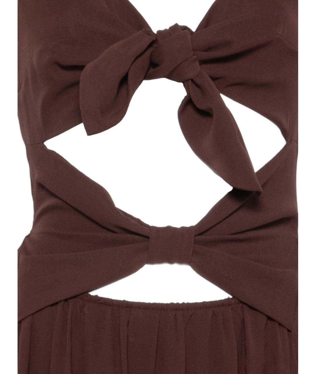RAQUEL DINIZ Коричневое шелковое платье, фото 3