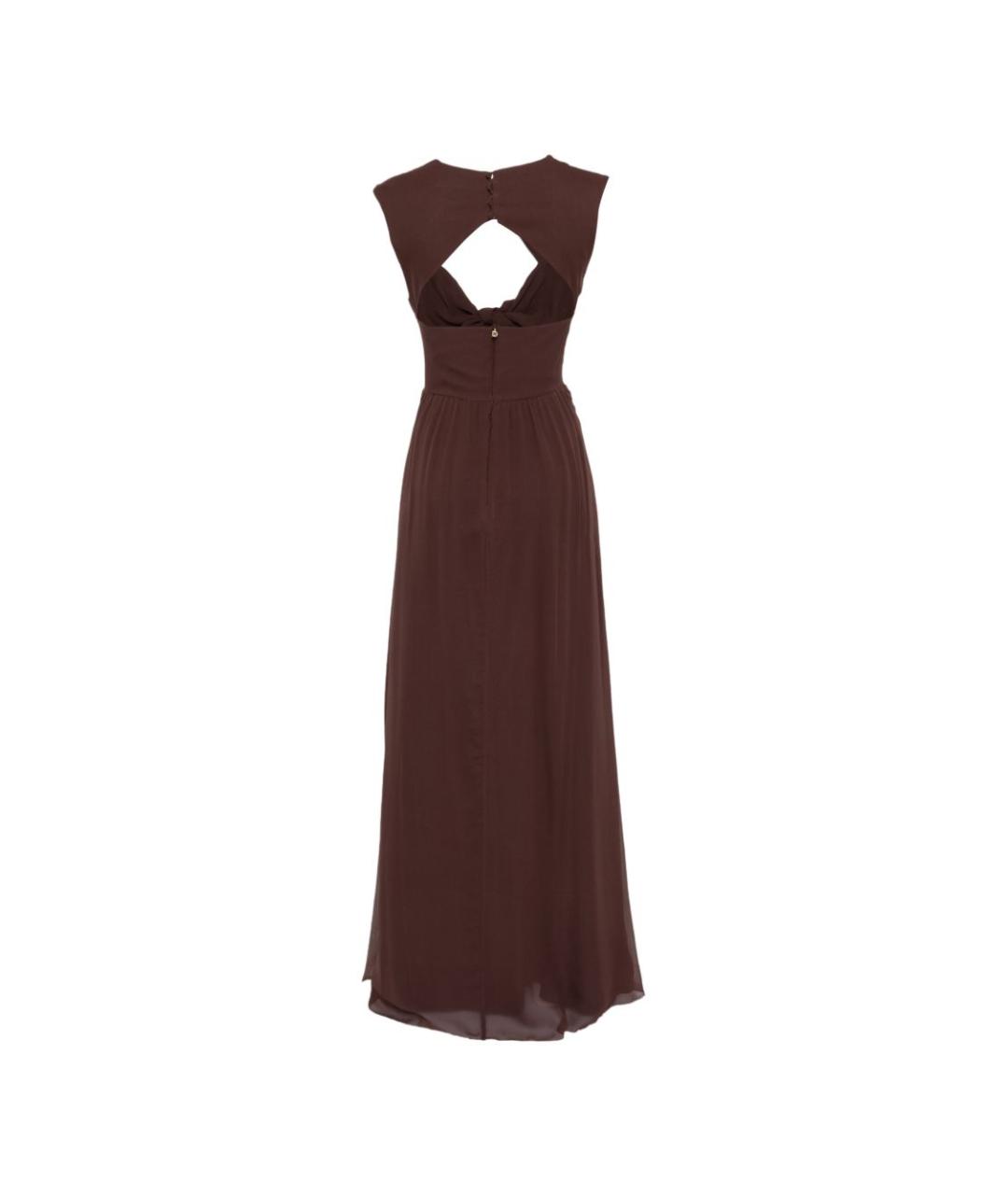 RAQUEL DINIZ Коричневое шелковое платье, фото 2