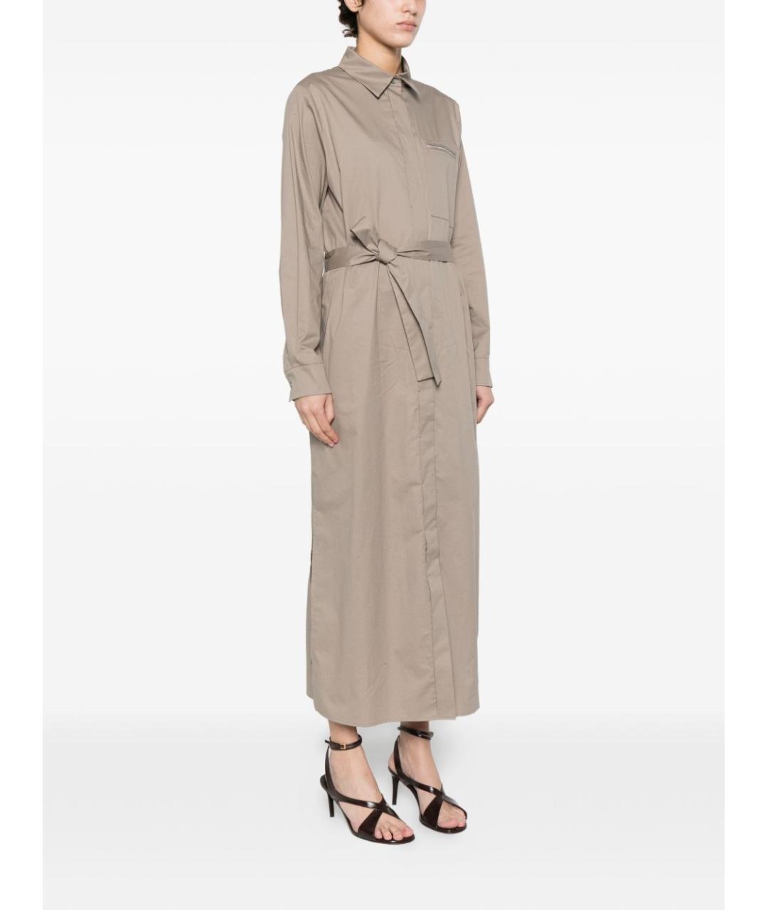 PESERICO Коричневое хлопковое повседневное платье, фото 4