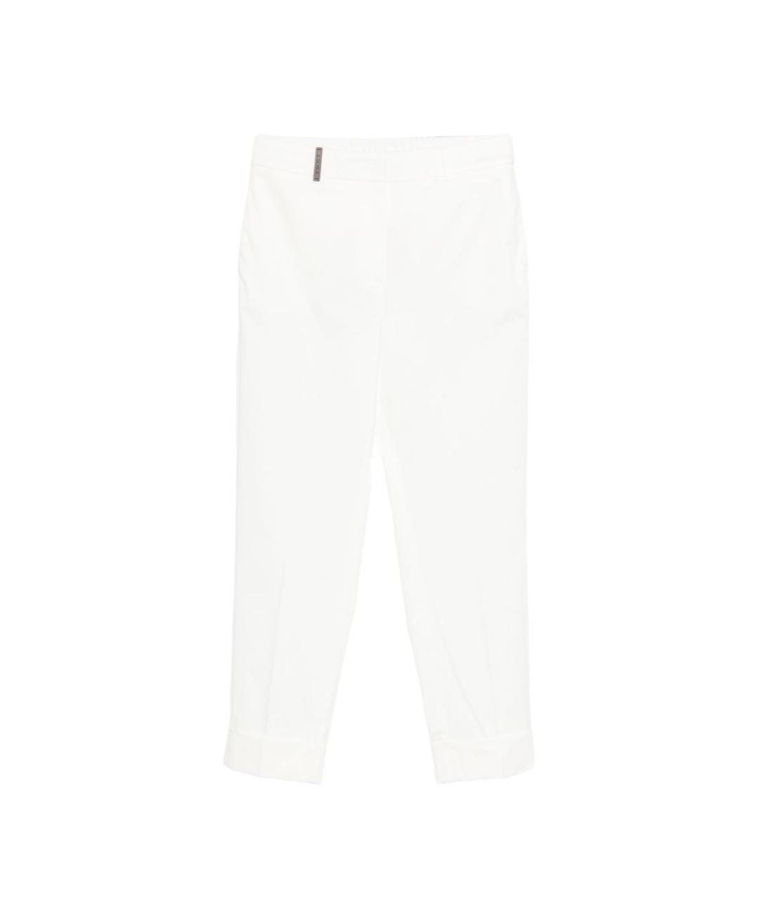 PESERICO Белые хлопковые прямые брюки, фото 1