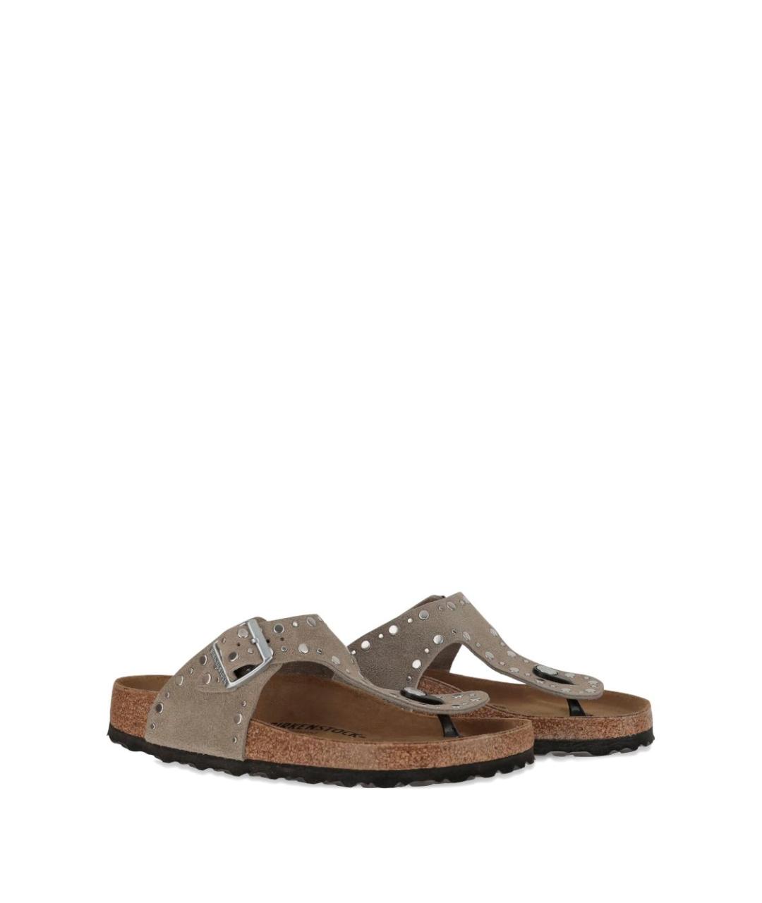 BIRKENSTOCK Бежевые замшевые сандалии, фото 4