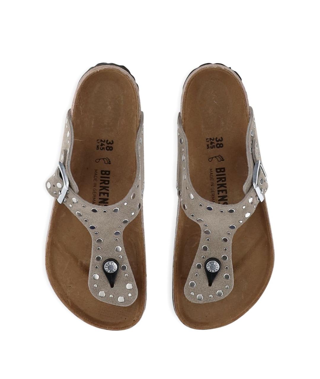 BIRKENSTOCK Бежевые замшевые сандалии, фото 5