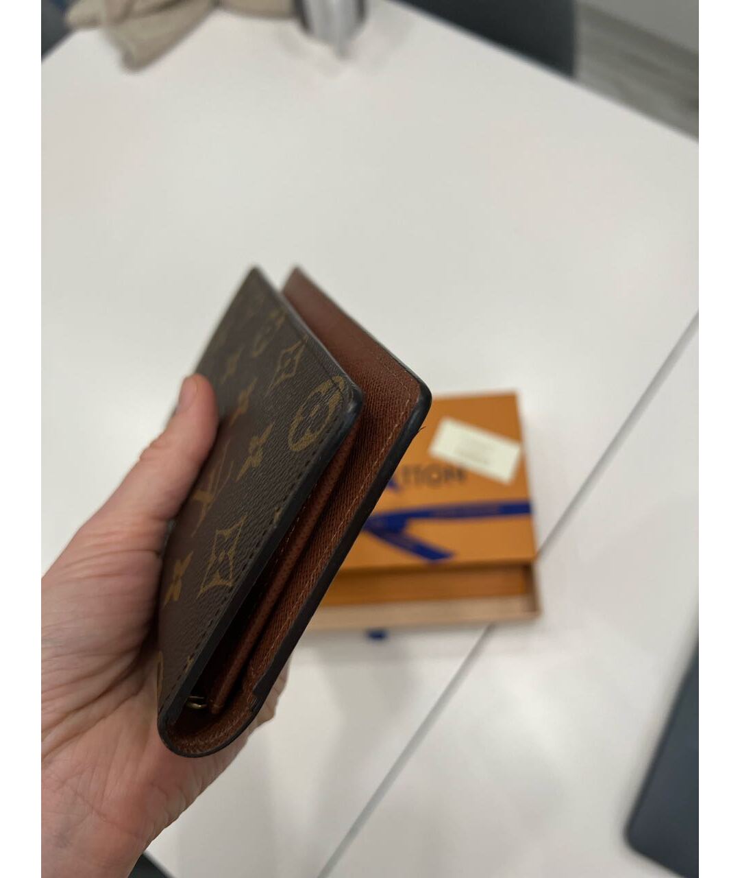 LOUIS VUITTON Коричневый кожаный кошелек, фото 6
