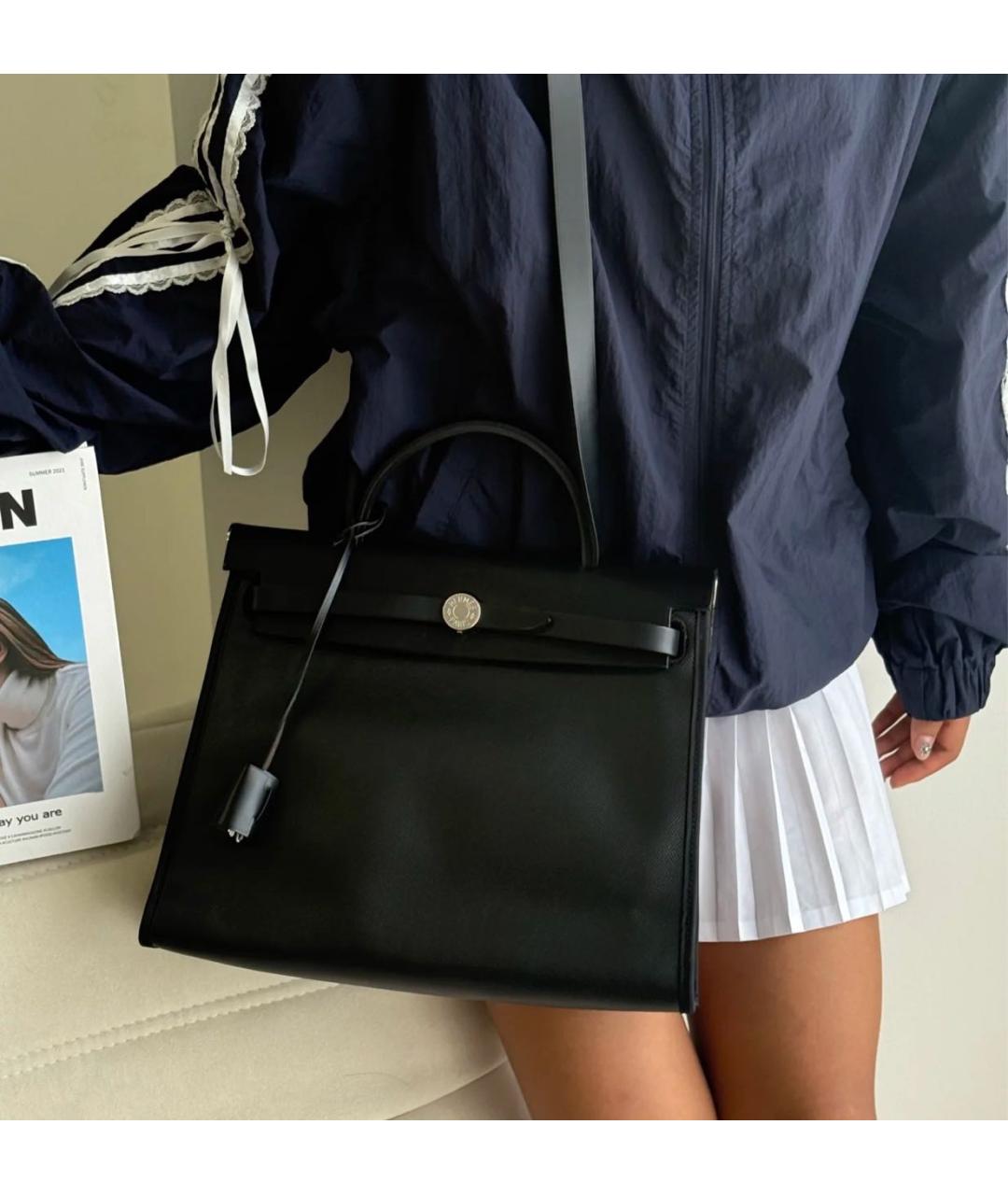 HERMES Черная тканевая сумка через плечо, фото 7