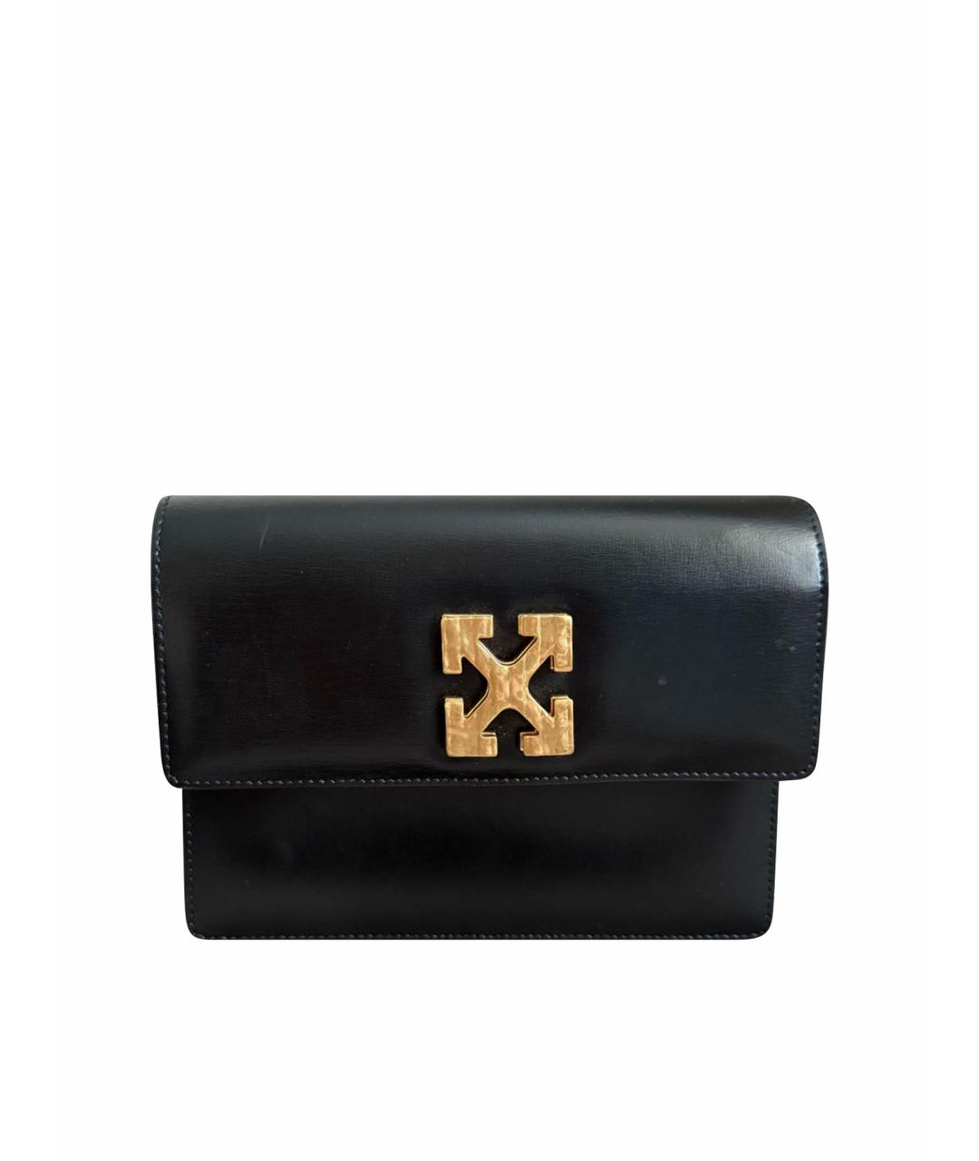 OFF-WHITE Черная кожаная сумка через плечо, фото 1